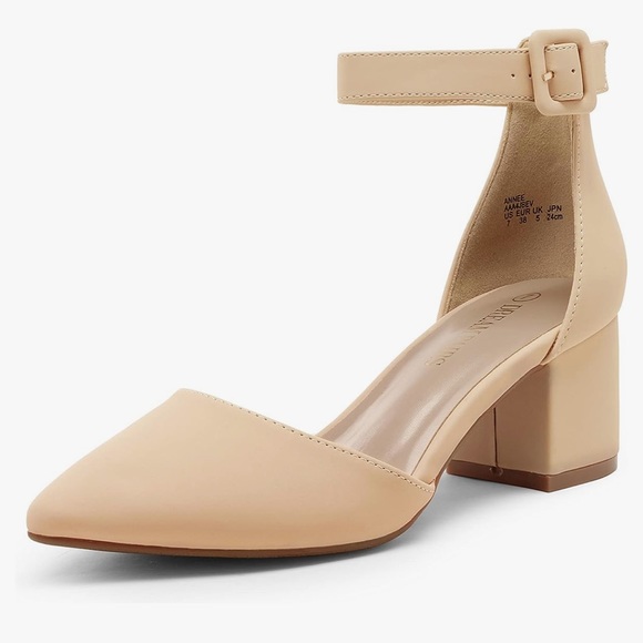 Pointed Toe Low Chunky Heel, size 8, color: Nude/Nubuck. Excellent condition. - Picture 2 of 4